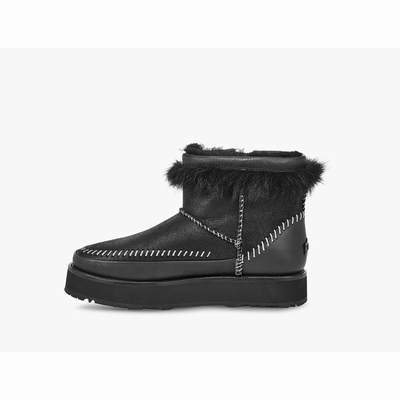 Botas UGG Fluff Punk Mulher Pretas | PT-LFBWK